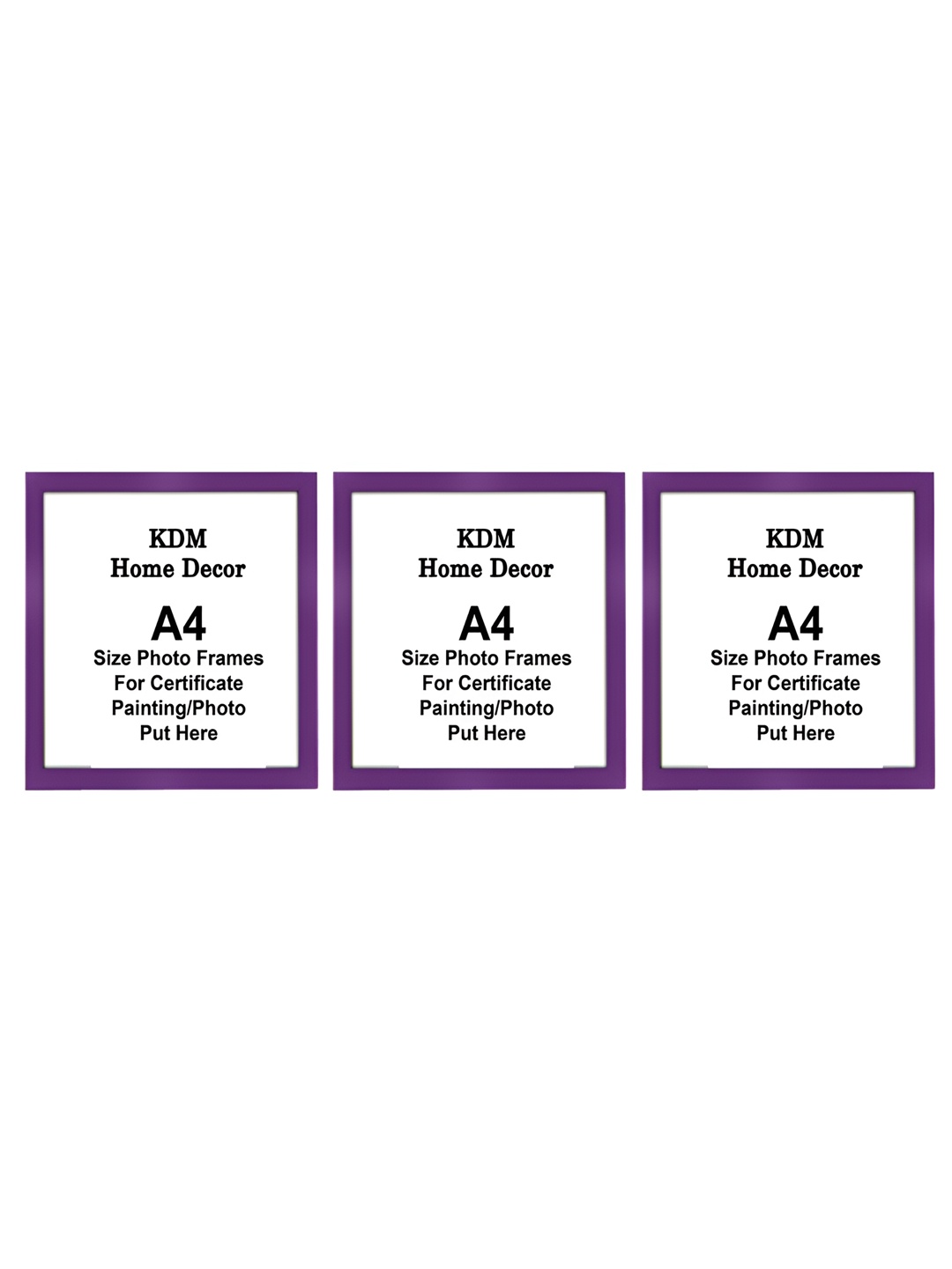 

KDM HOME DECOR Purple 3 Pieces Wooden Table Photo Frames