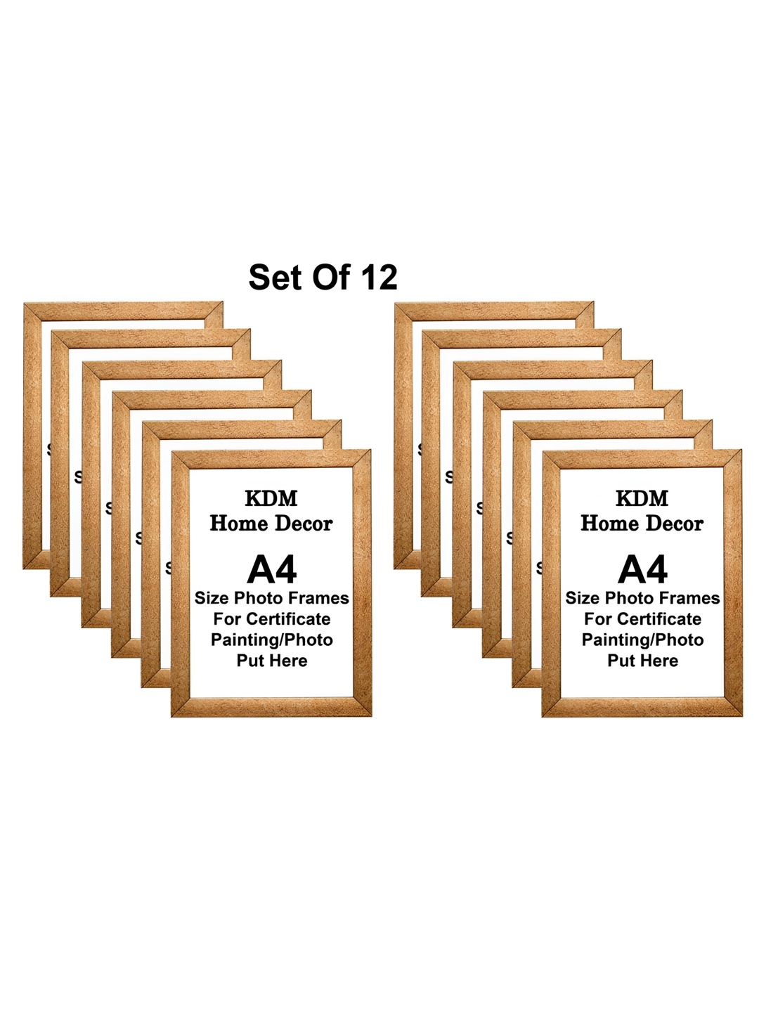 

KDM HOME DECOR Gold-Toned 12 Pieces Wooden Table Photo Frames
