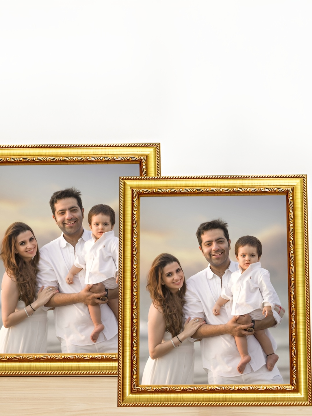 

KDM HOME DECOR Gold-Toned 2 Pieces Wood Wall Photo Frames