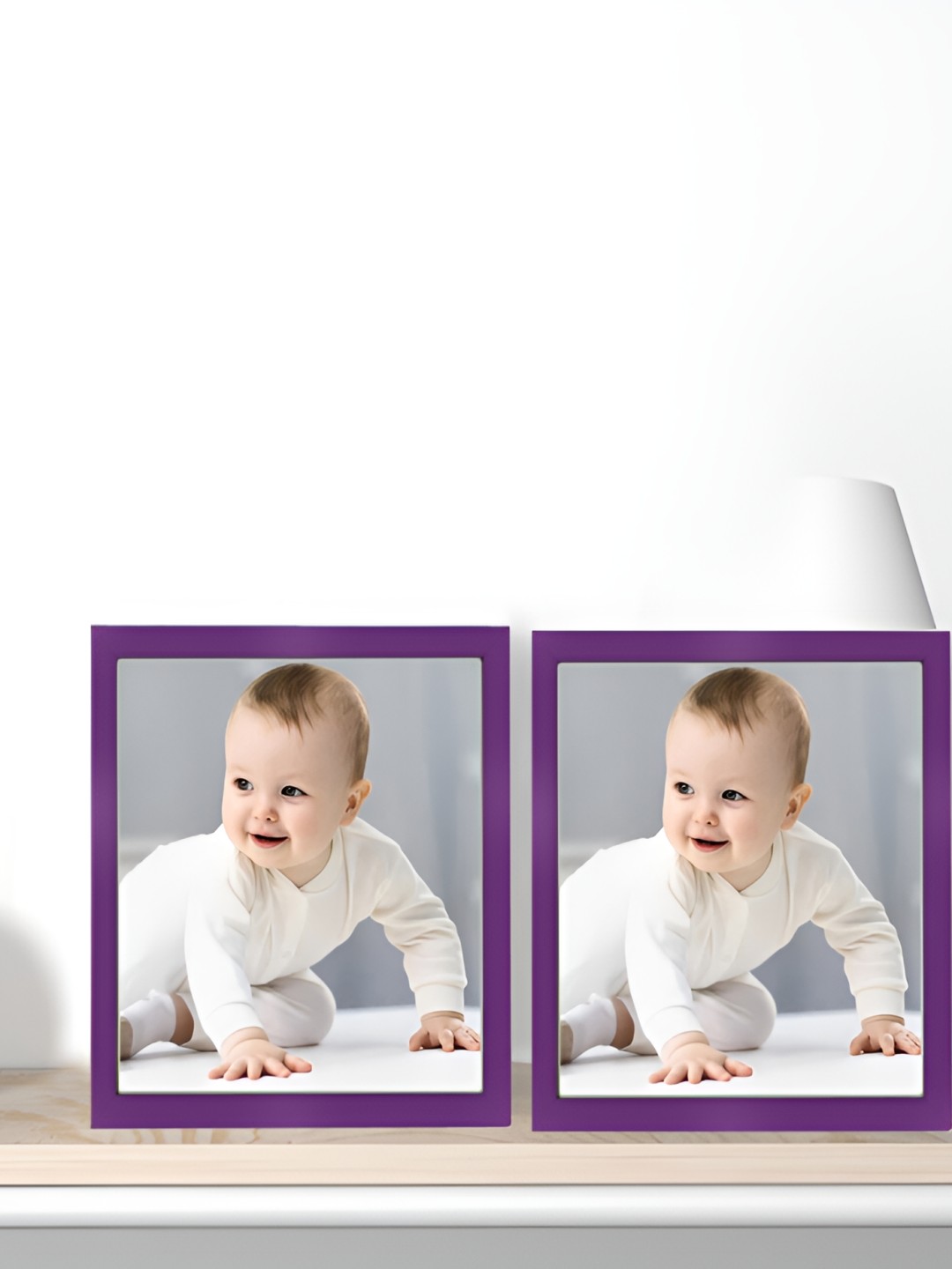 

KDM HOME DECOR Purple 2 Pieces Wooden Wall Photo Frames
