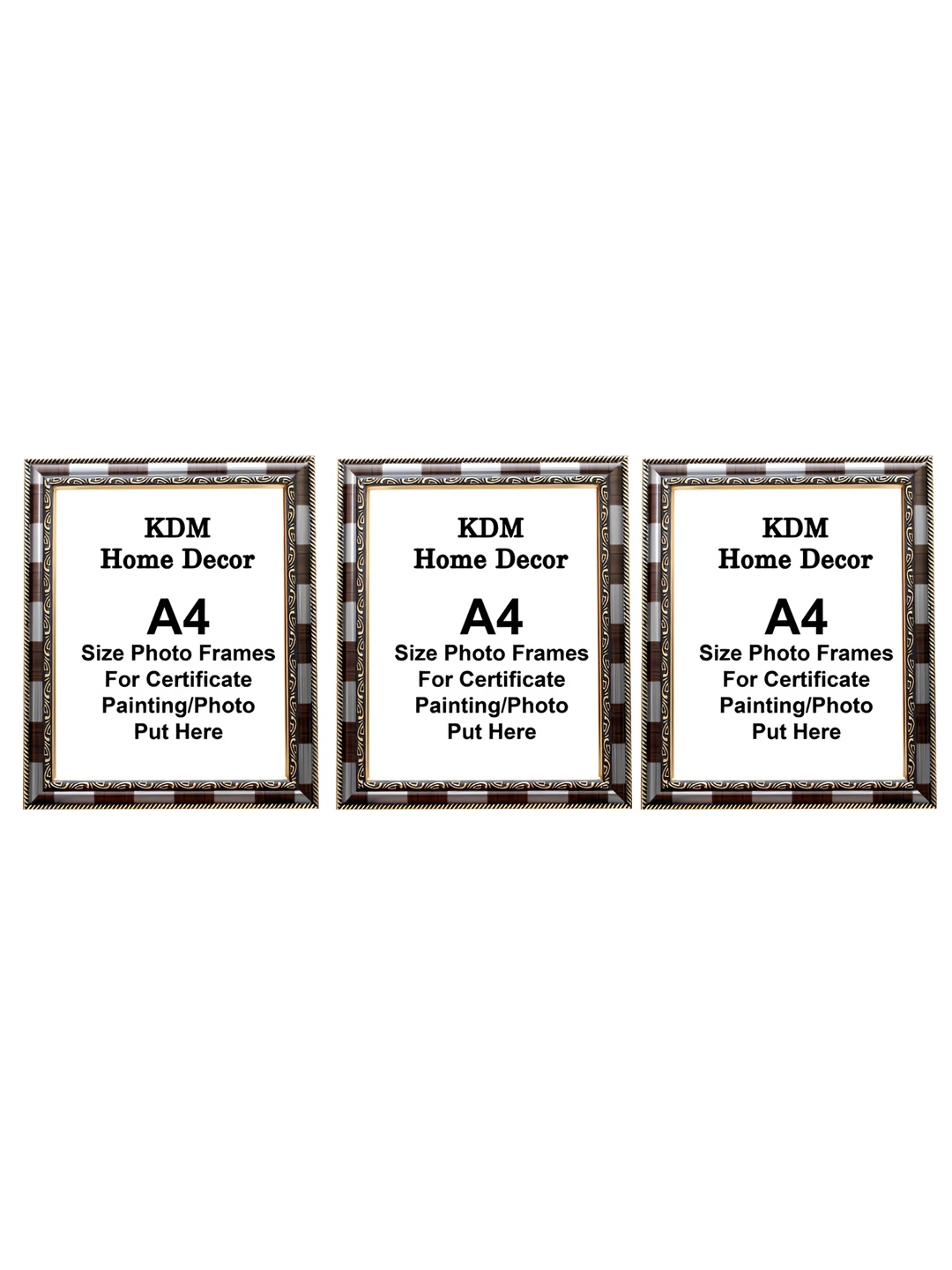 

KDM HOME DECOR White & Gold-Toned 3 Pieces Wooden Table Photo Frames