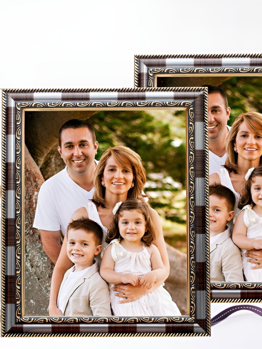 

KDM HOME DECOR White & Gold-Toned 2 Pieces Wooden Table Photo Frames