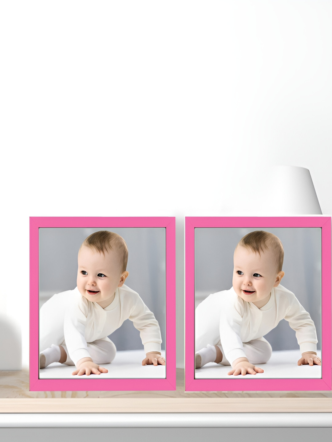 

KDM HOME DECOR Pink 2 Pieces Wooden Table Photo Frames