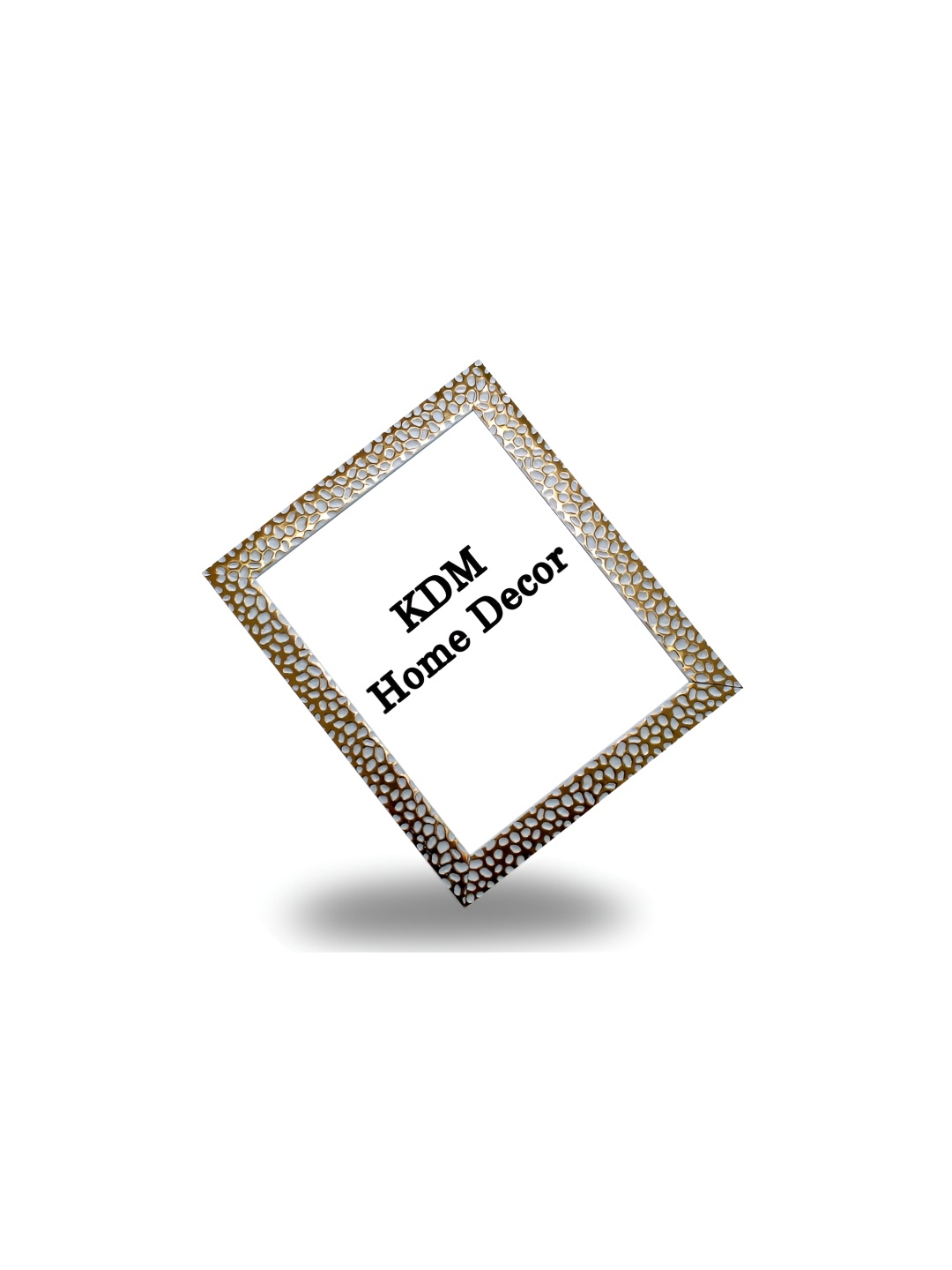 

KDM HOME DECOR Off White & Gold Toned Self Design Wooden Table Photo Frame