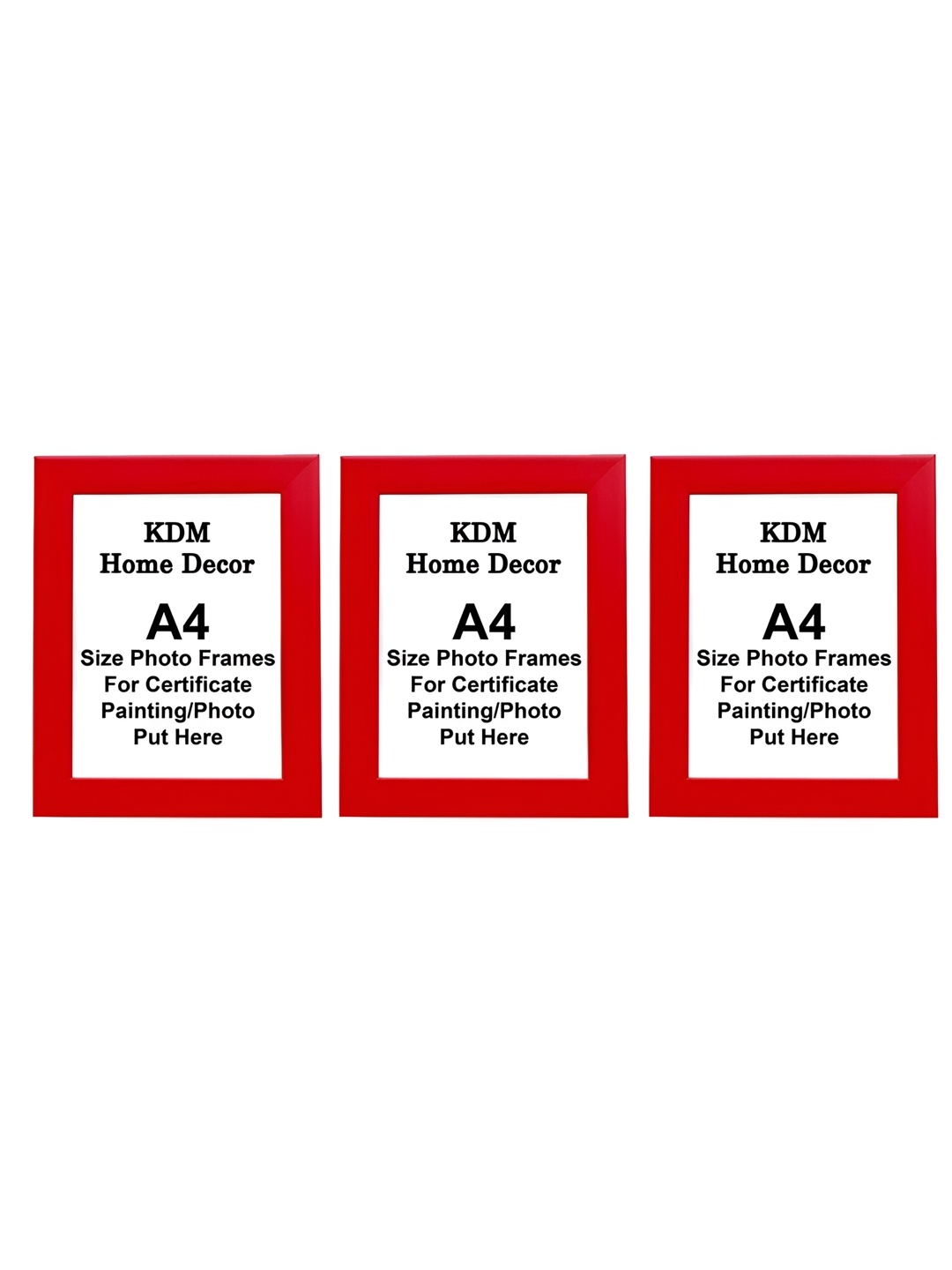 

KDM HOME DECOR Red & White 3 Pieces Wooded Wall Photo Frame