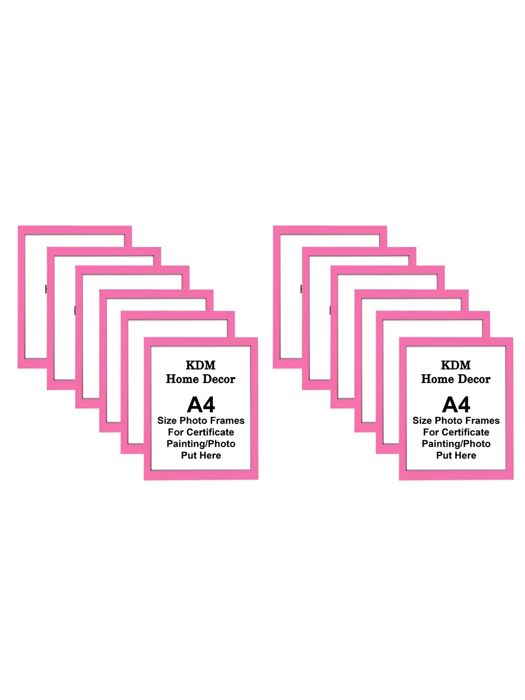 

KDM HOME DECOR Pink & White 12 Pieces Wooden Table Photo Frames