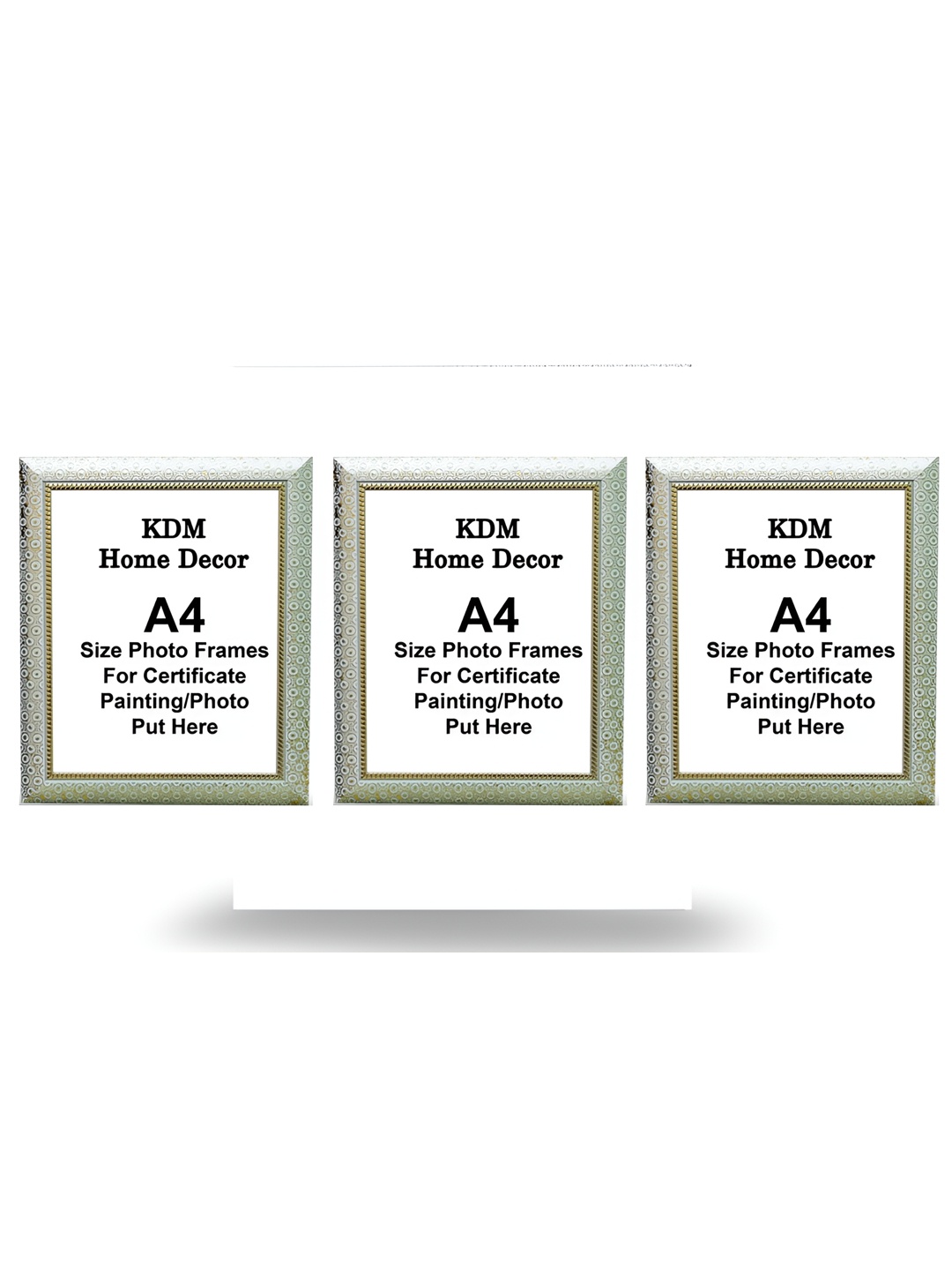 

KDM HOME DECOR Gold-Toned & Grey 3 Pieces Metal Table Photo Frames