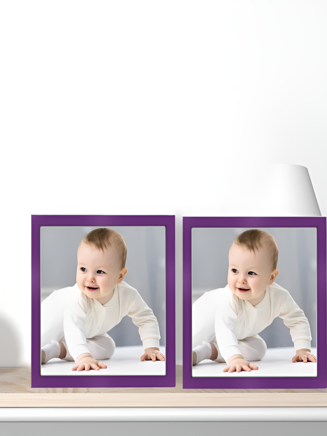 

KDM HOME DECOR Purple 2 Pieces Wooden Wall Photo Frames