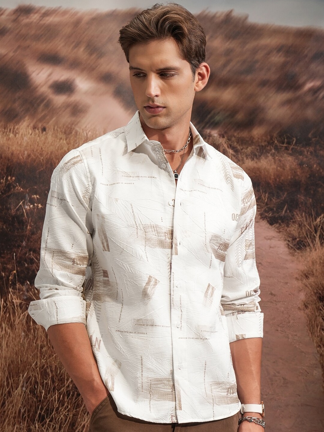

Locomotive Luxe Wrinkle Textured Casual Shirt, White