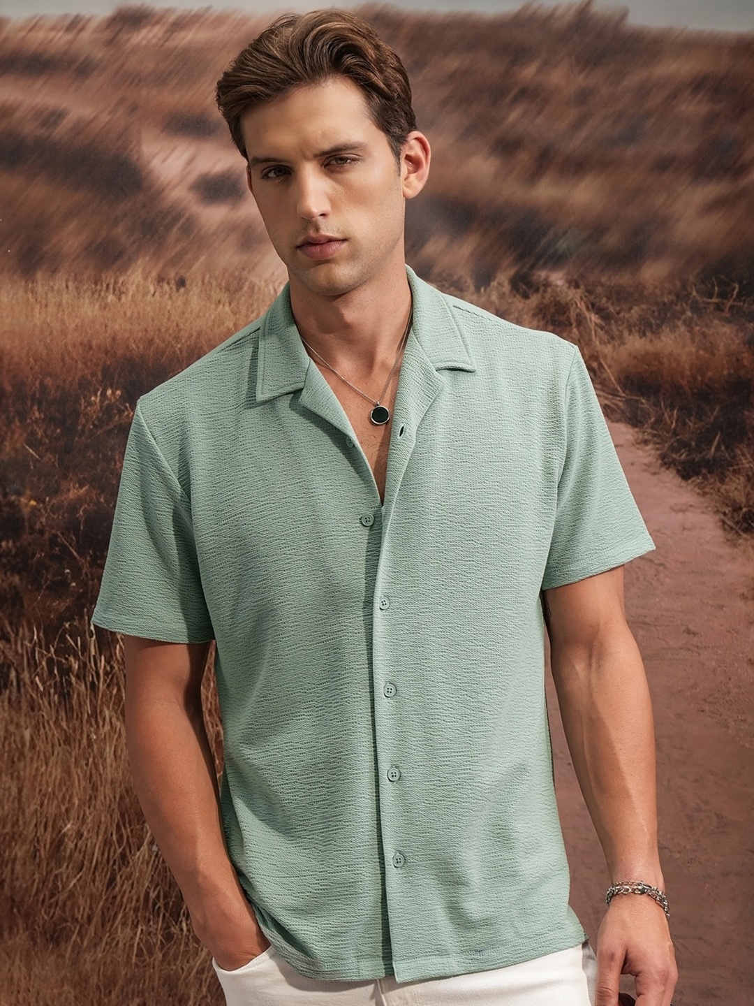 

Locomotive Premium Bubble Knitted Relaxed Shirt, Green