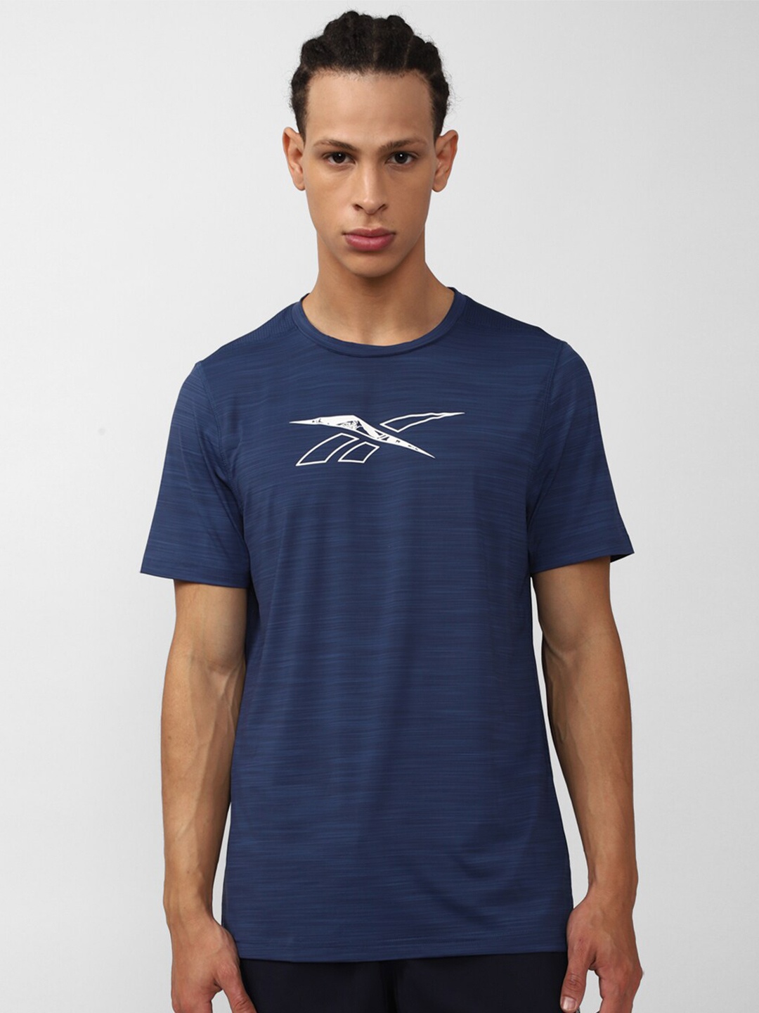 

Reebok WOR AC SS Brand Logo Printed Slim-Fit T-Shirt, Navy blue