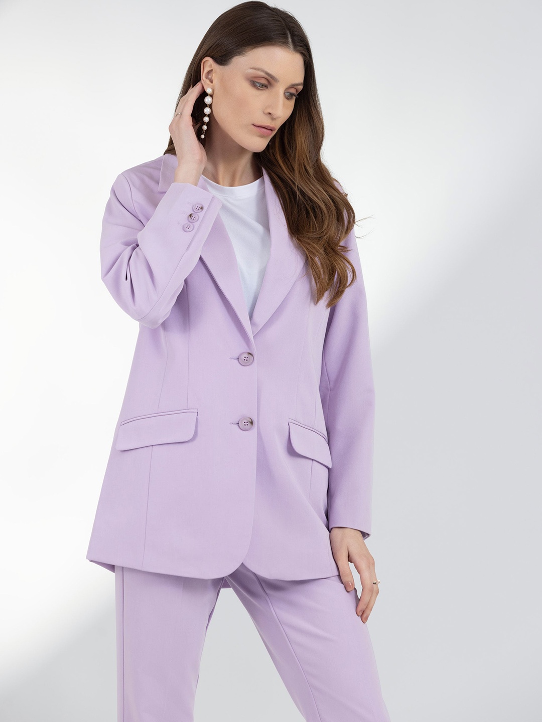 

B.Copenhagen Notched Lapel Collar Single Breasted Formal Blazer, Lavender