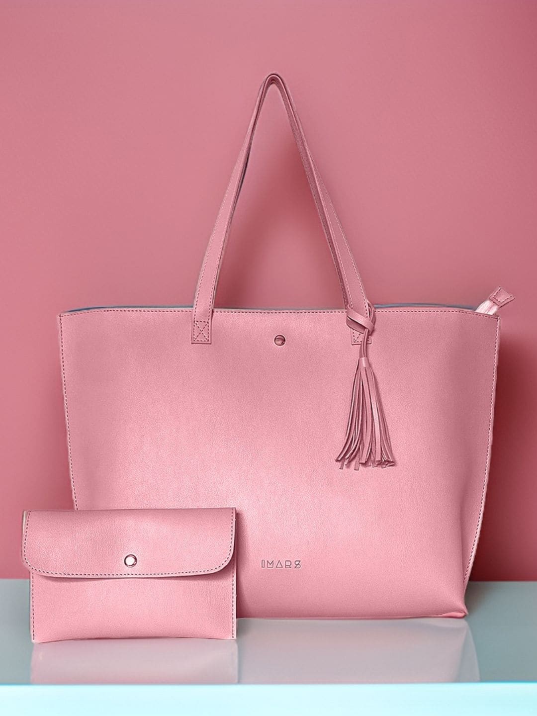 

IMARS Oversized Vegan Leather Shoulder Bag-Up to 13 inch, Pink