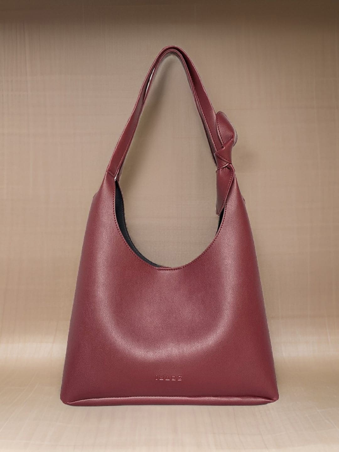 

IMARS Structured Vegan Leather Hobo Bag With Bow Detail, Maroon