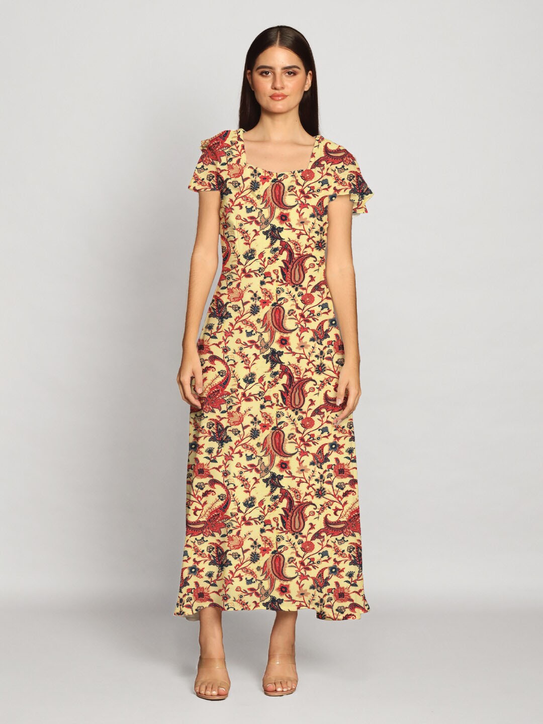 

Zink London Floral Print Maxi Dress, Beige