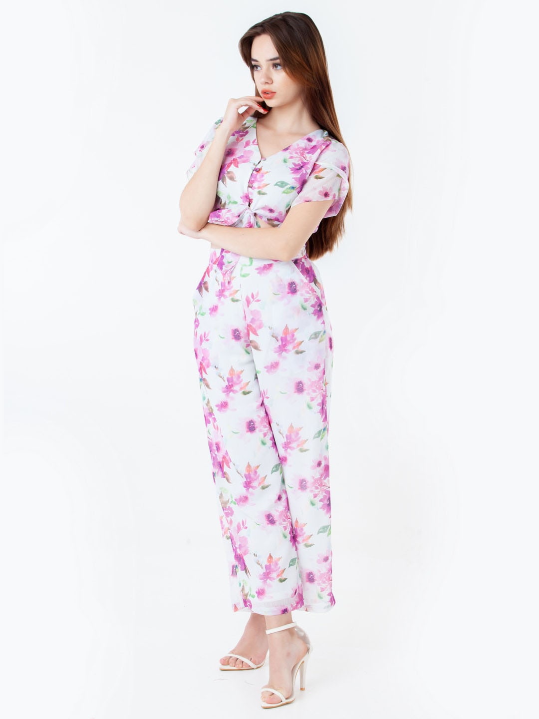 

Zink London Floral Print Top, White