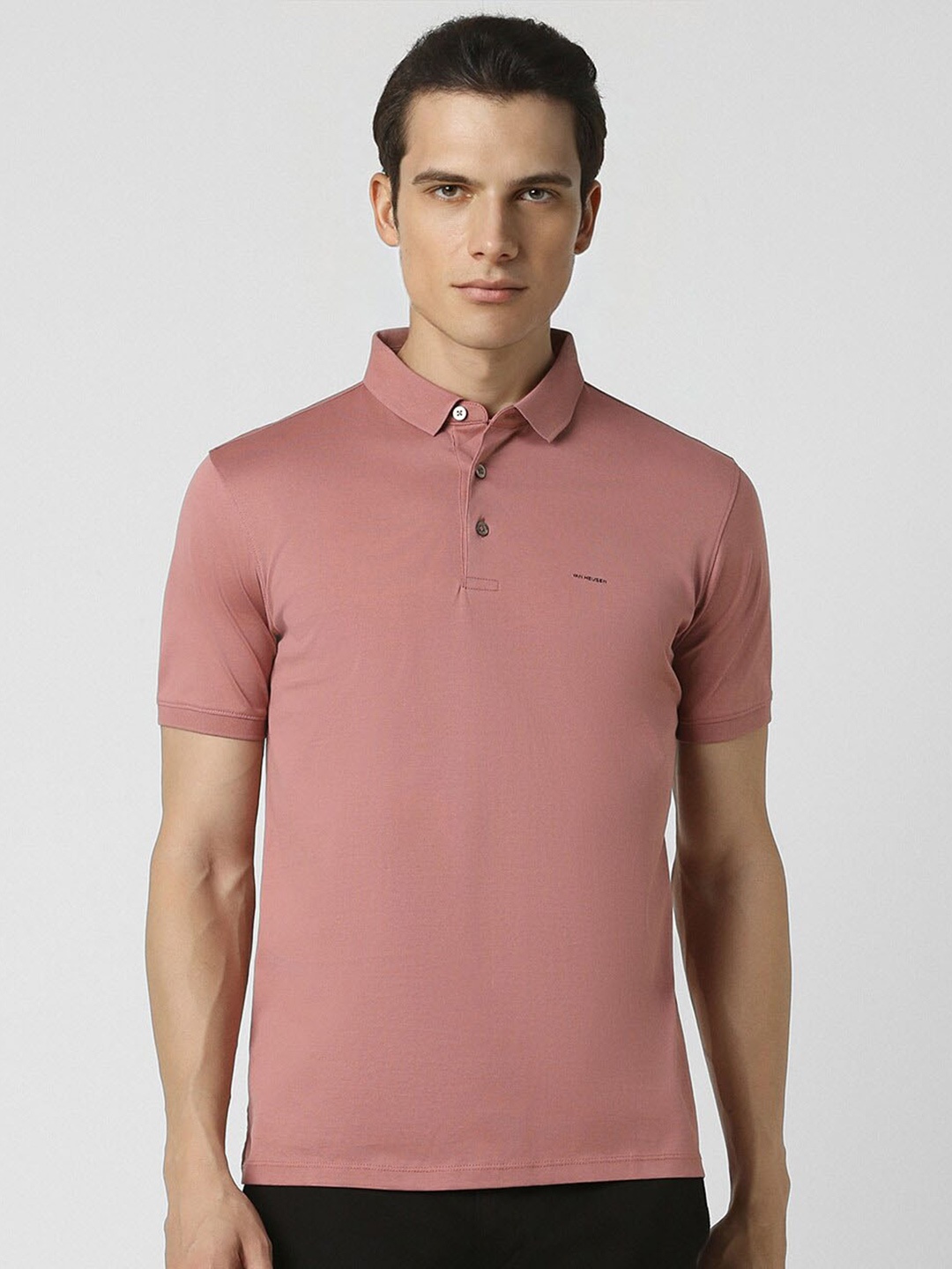 

Van Heusen Men Mandarin Collar T-shirt, Pink