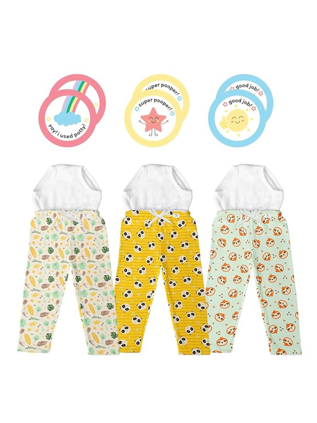 

SuperBottoms Infant Pack Of 3 Printed Cotton Lounge Pants, White