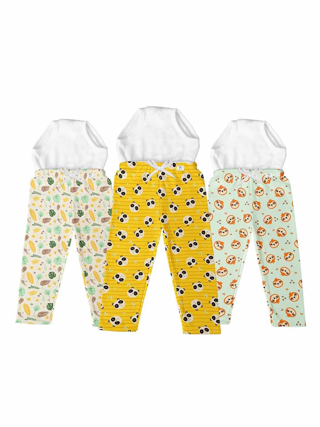 

SuperBottoms Infants Pack Of 3 Printed Cotton Lounge Pants, Yellow
