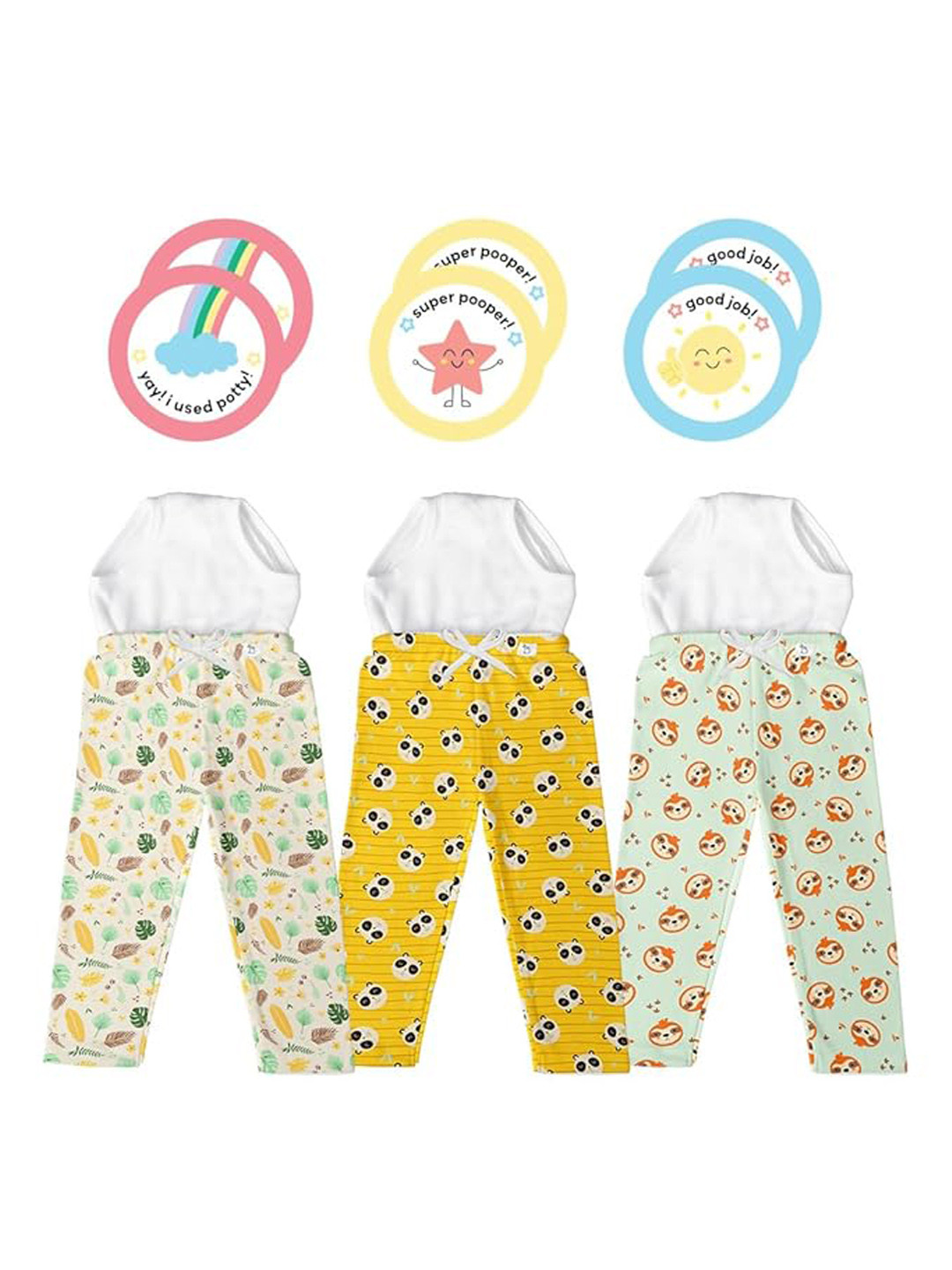 

SuperBottoms Infant Pack Of 3 Printed Cotton Lounge Pants, White