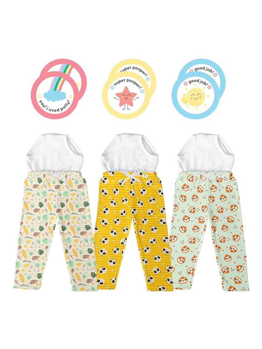

SuperBottoms Infant Pack Of 3 Printed Cotton Lounge Pants, White