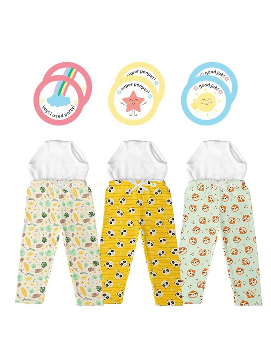 

SuperBottoms Infant Pack Of 3 Printed Cotton Lounge Pants, White