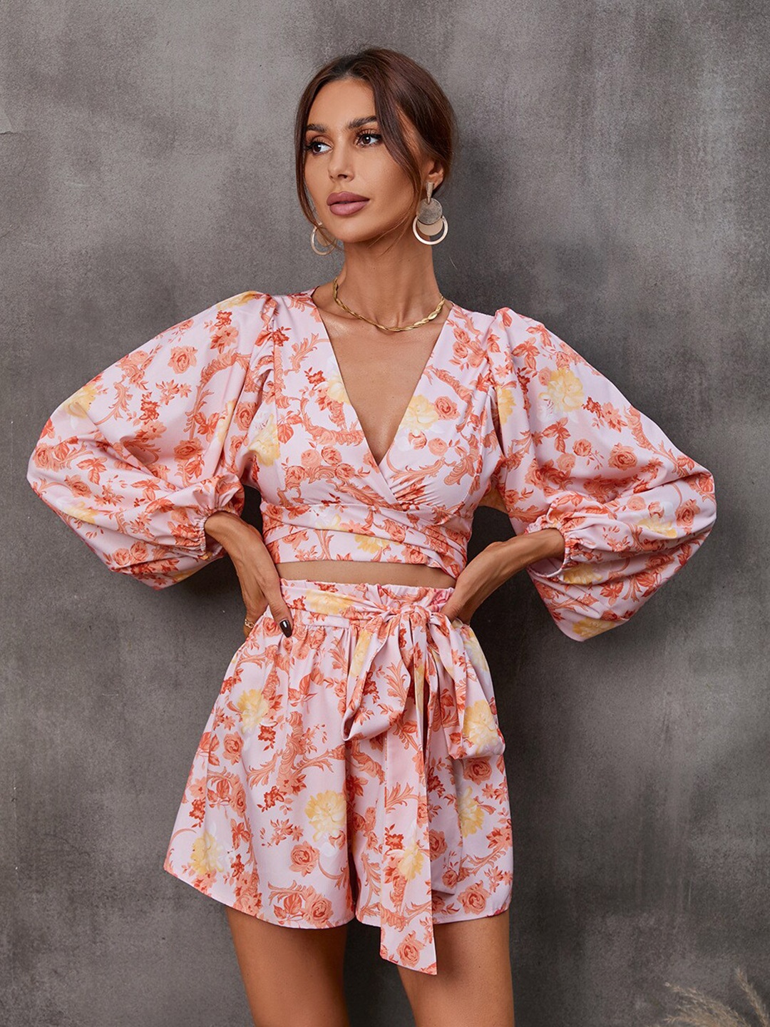 

StyleCast Pink Floral Printed Cut-Outs V-Neck Jumpsuit