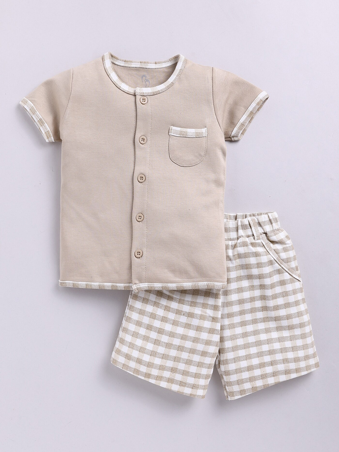 

BABY GO Infant Boys Pure Cotton Shirt with Shorts, Beige