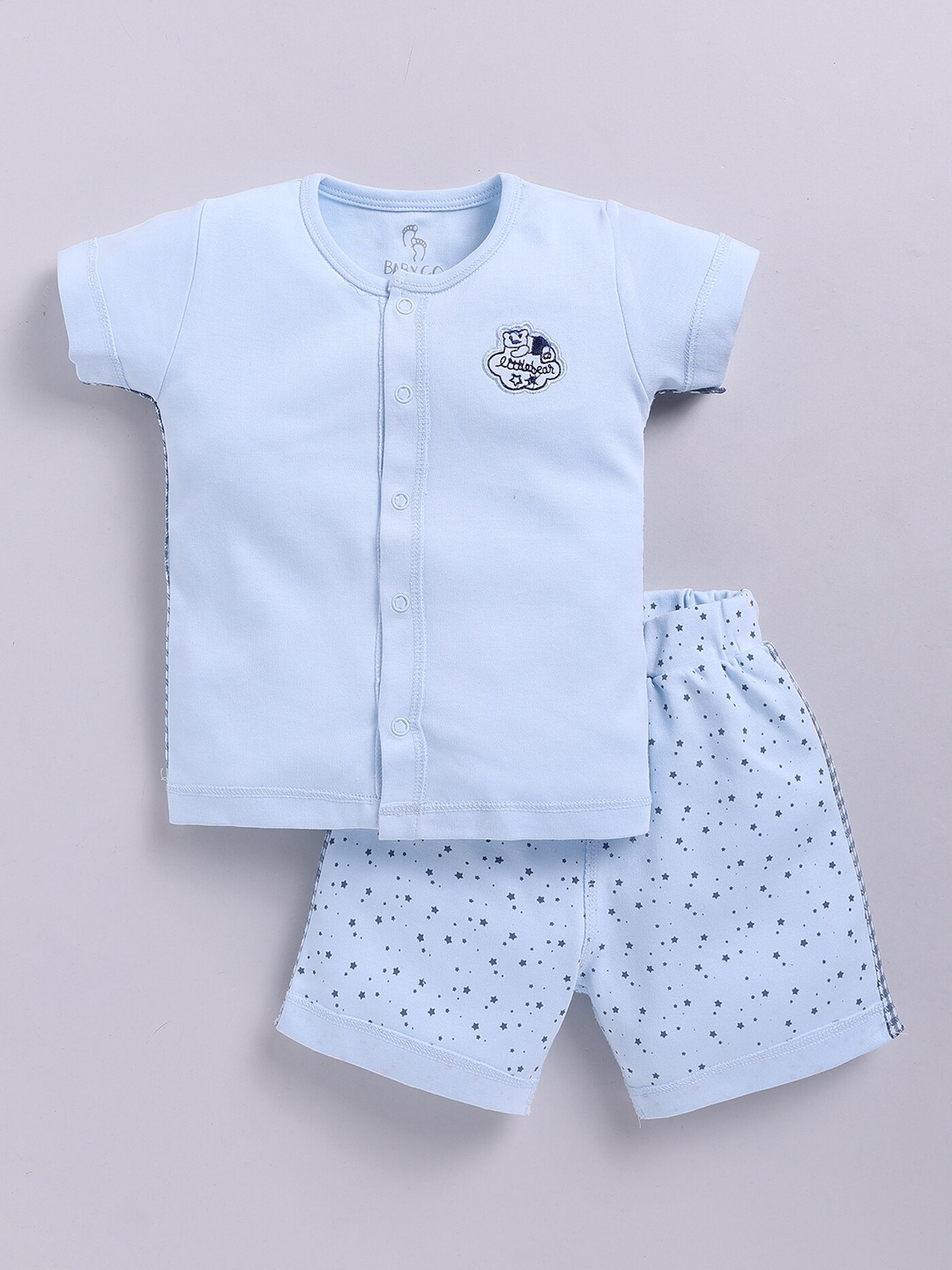 

BABY GO Infants Girls Pure Cotton T-shirt with Shorts, Blue