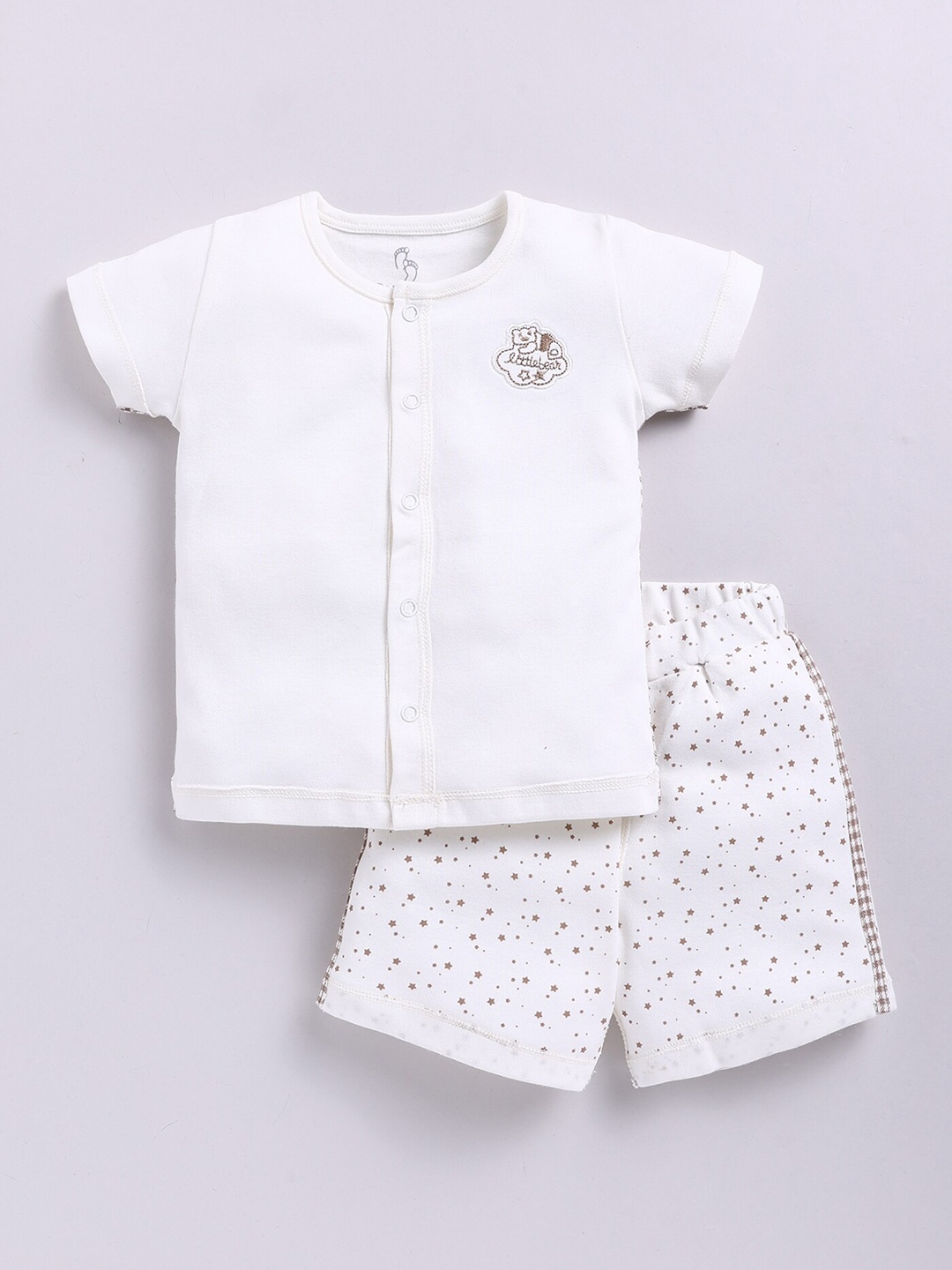 

BABY GO Infants Girls Pure Cotton T-shirt with Shorts, White