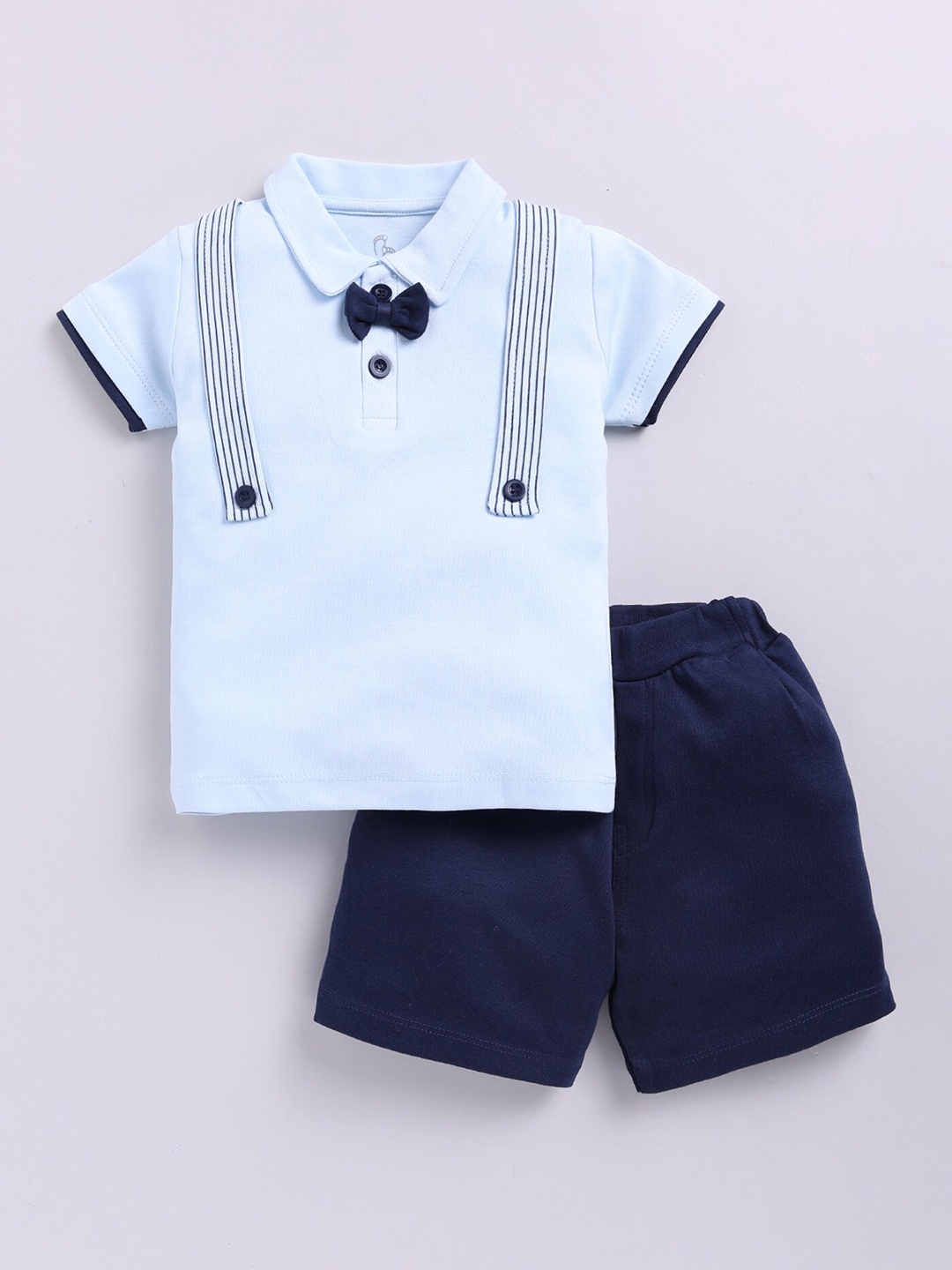 

BABY GO Infants Boys Polo Collar Pure Cotton T-shirt with Shorts, Blue