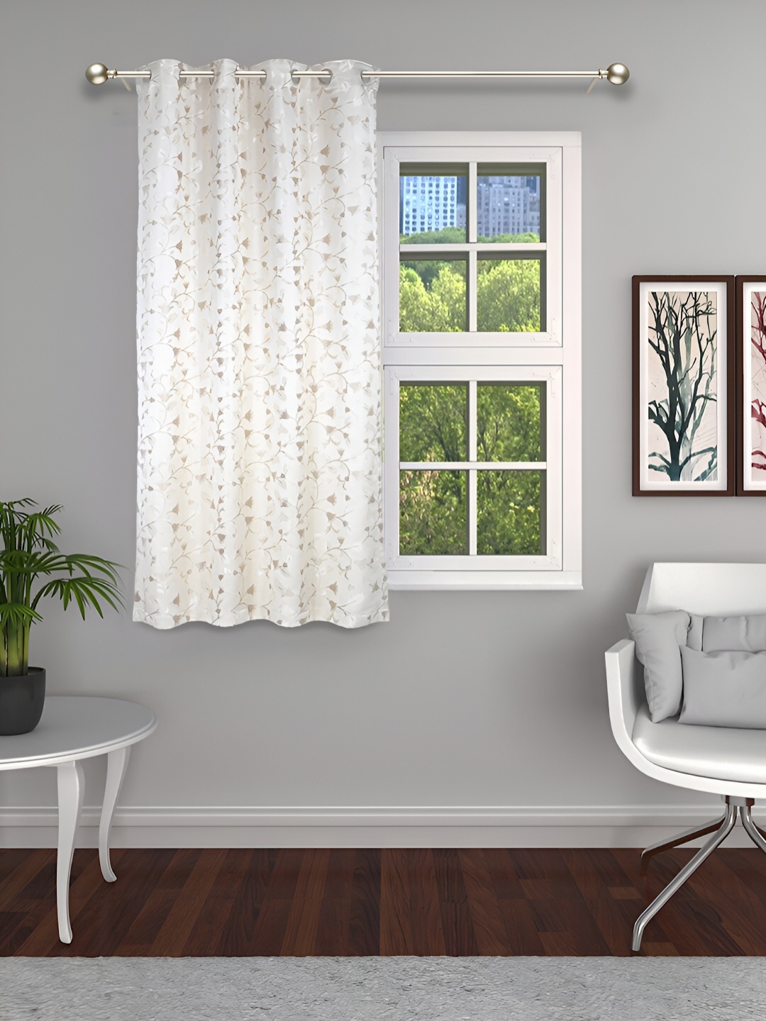 

THE CONVERSION Beige Floral Room Darkening Window Curtain