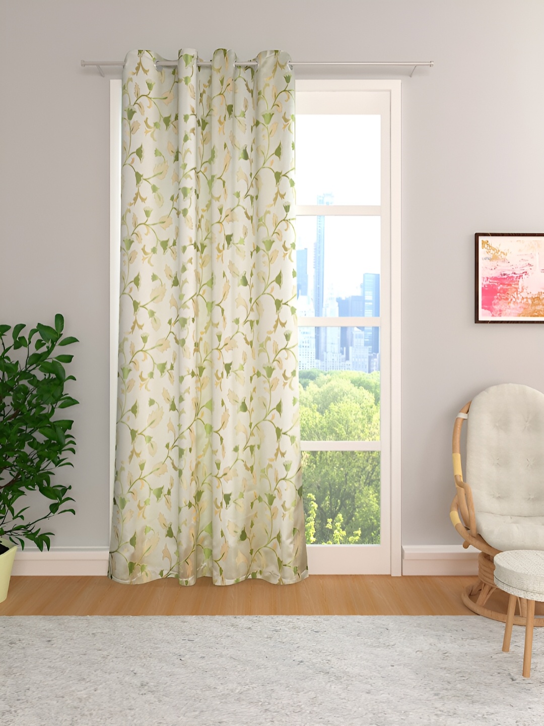 

THE CONVERSION Green Floral Room Darkening Door Curtain