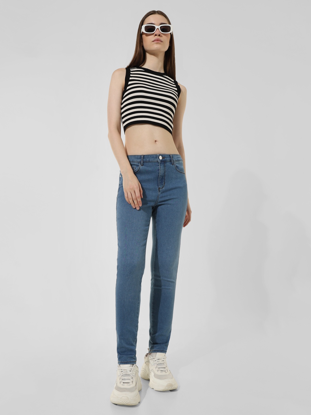 

ONLY Women Skinny Fit High-Rise Stretchable Jeans, Blue