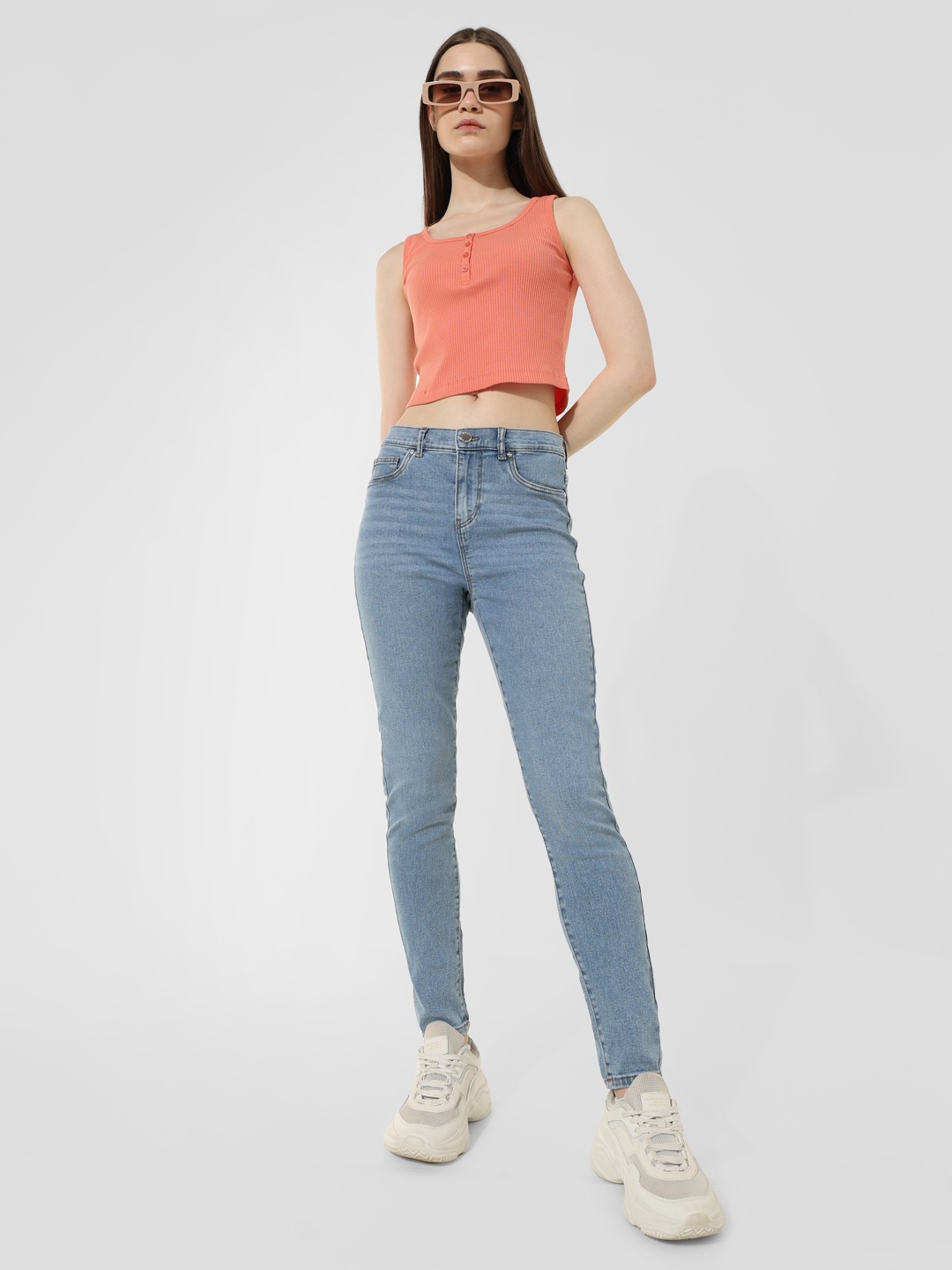 

ONLY Women Skinny Fit Light Fade Stretchable Jeans, Blue