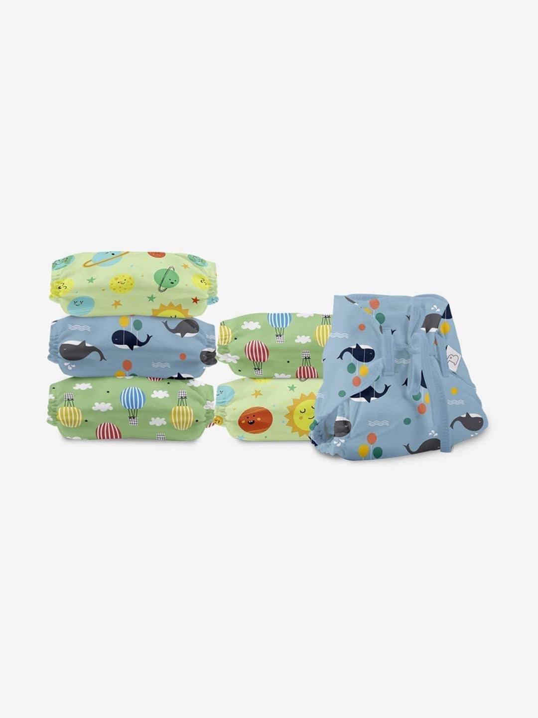 

SuperBottoms Dry Feel Set Of 6 Organic Cotton Padded Langot, Green