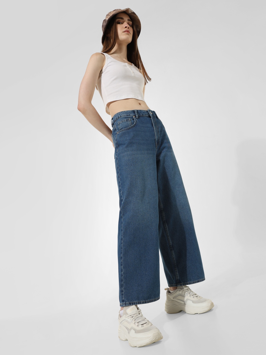 

ONLY Women Wide Leg High-Rise Light Fade Jeans, Blue