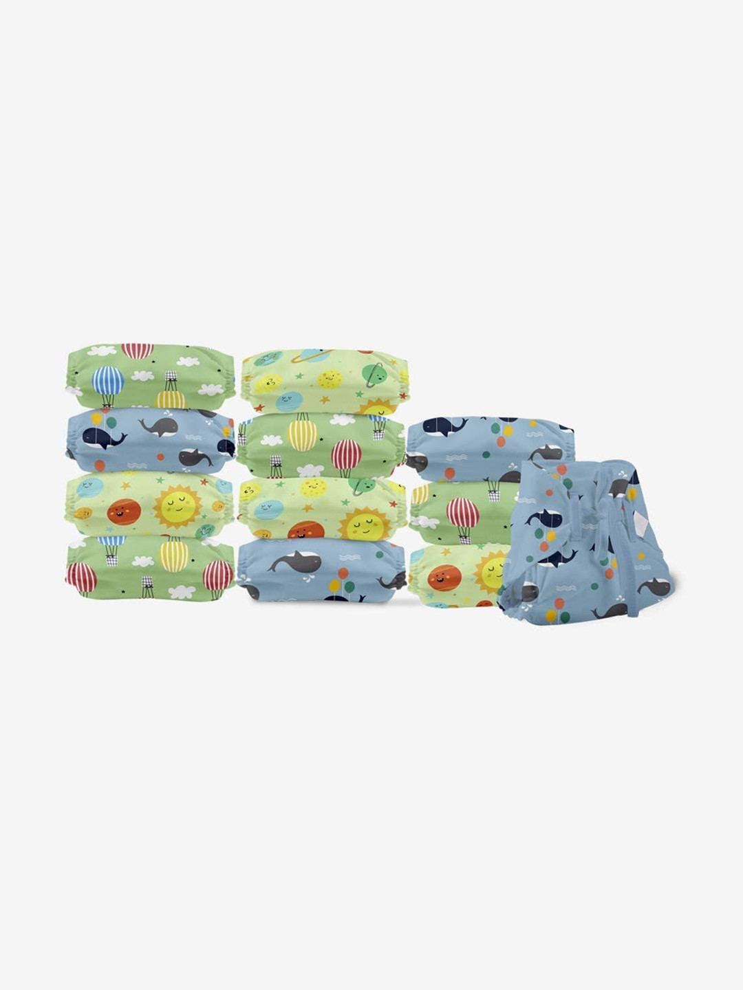 

SuperBottoms Dry Feel Set Of 12 Cotton Padded Langot, Green