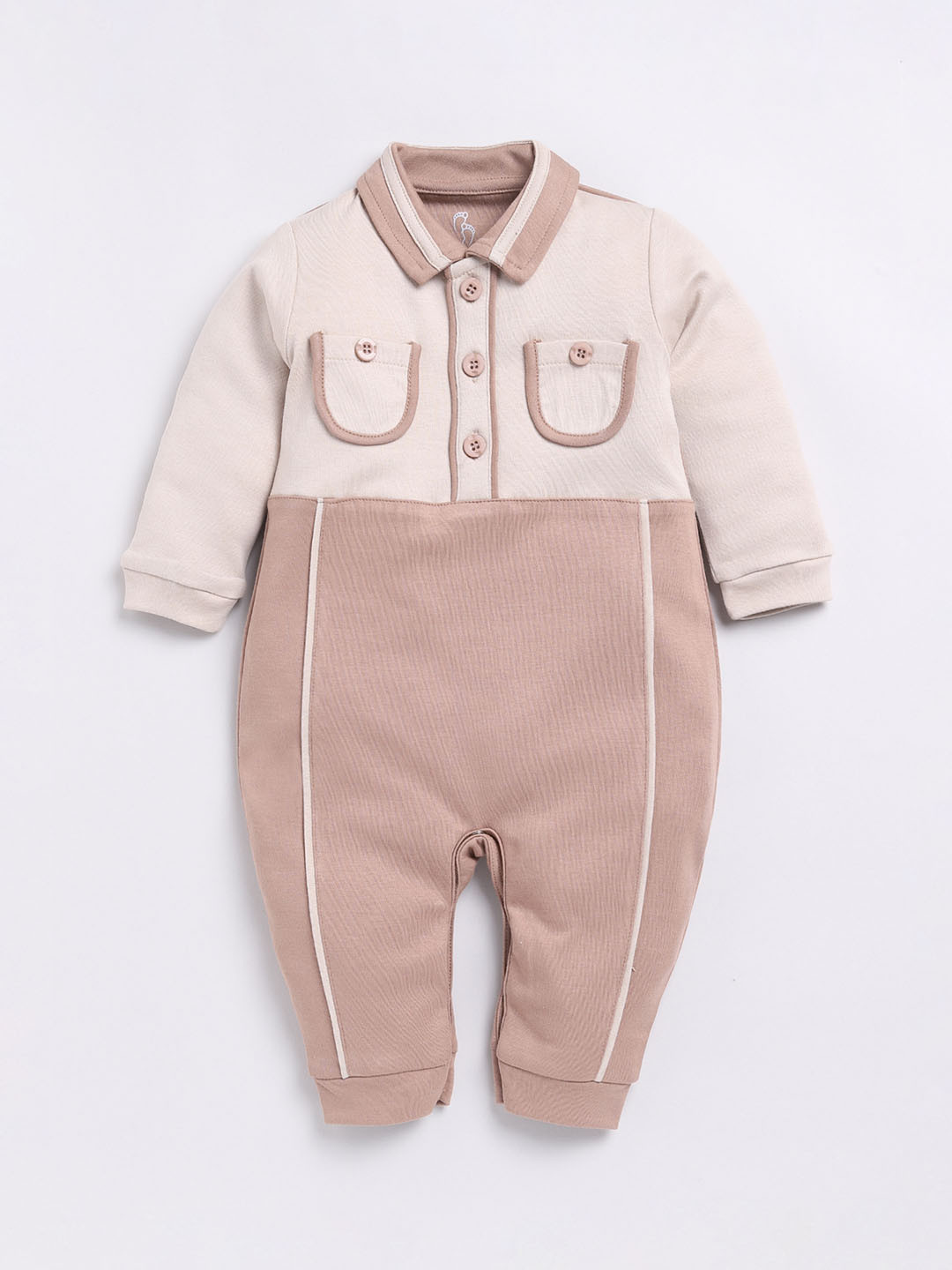 

BABY GO Boys Pure Cotton Rompers, Beige
