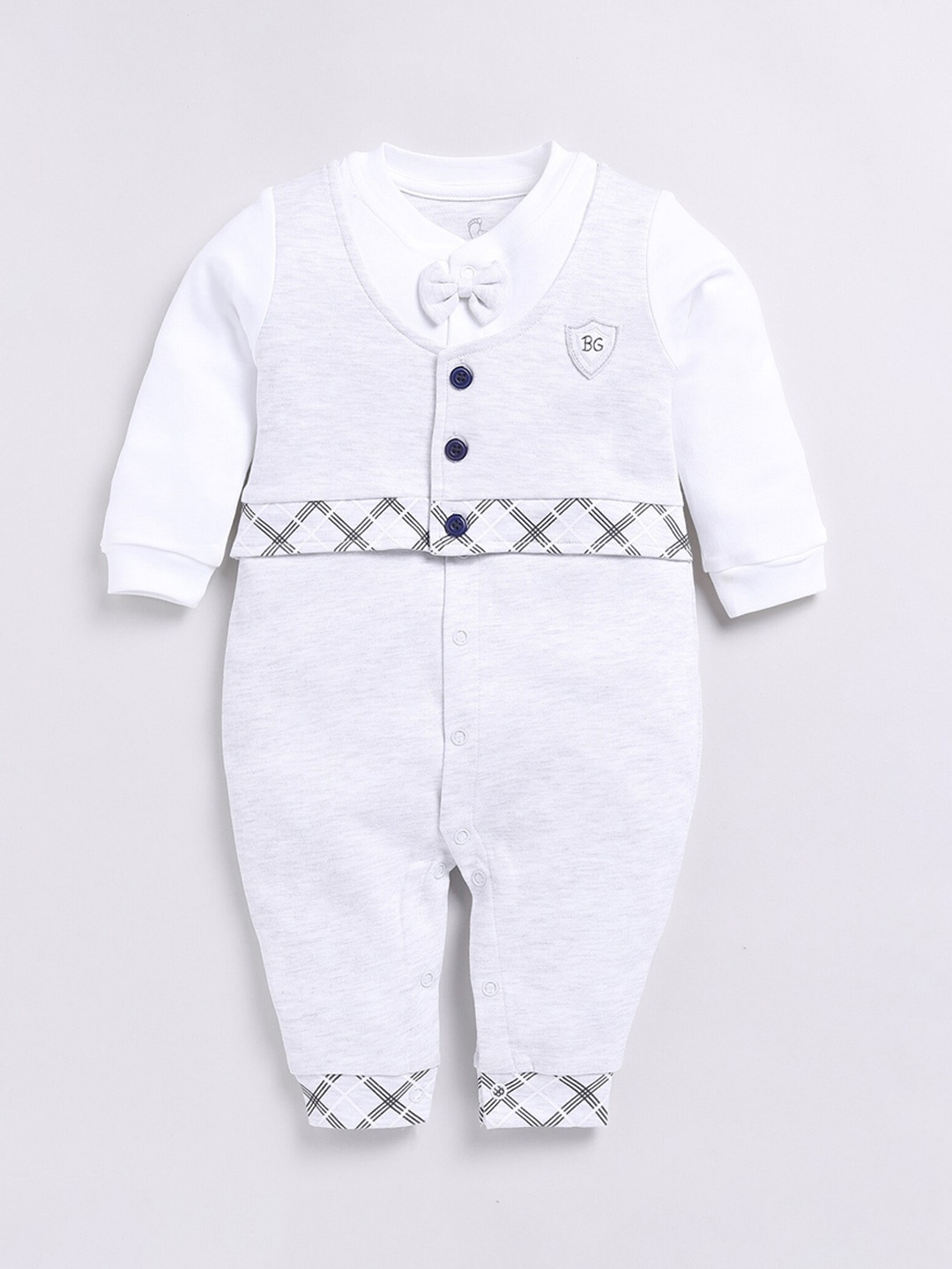 

BABY GO Boys Pure Cotton Rompers, White