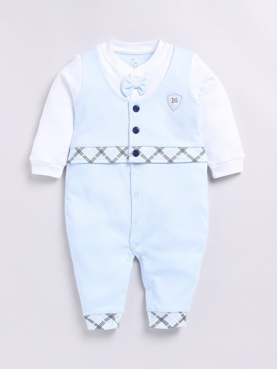 

BABY GO Infant Boys Printed Cotton Rompers, Blue