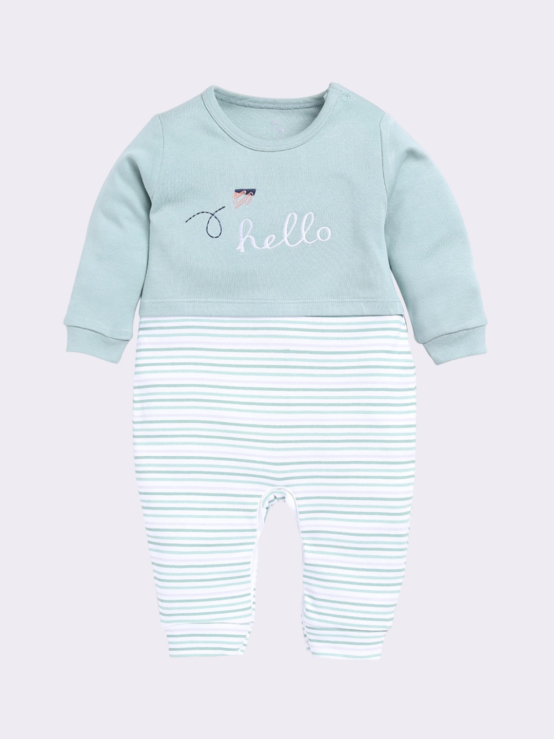 

BABY GO Infant Boys Striped Pure Cotton Rompers, Green