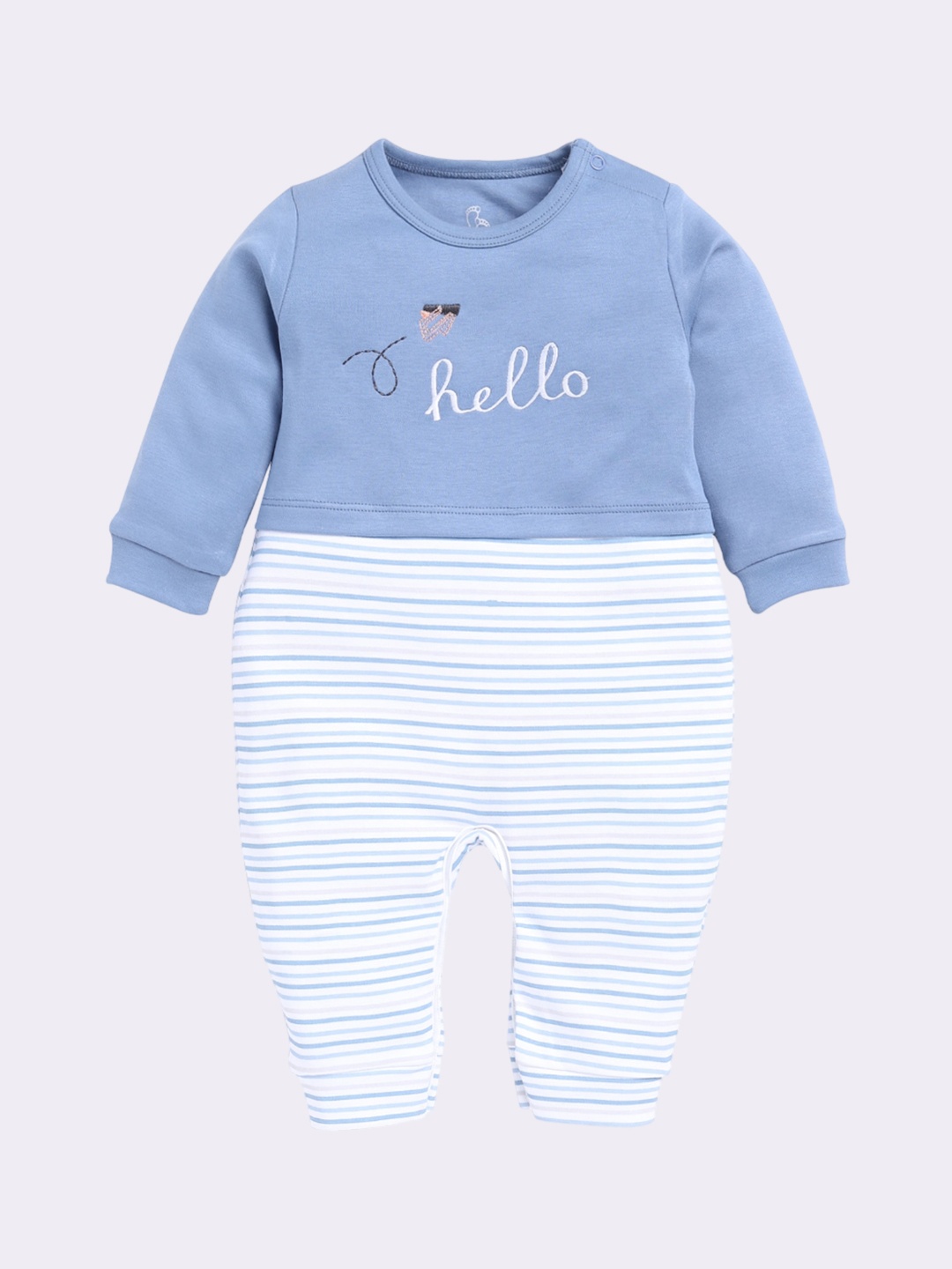 

BABY GO Infant Boys Striped Pure Cotton Rompers, Blue