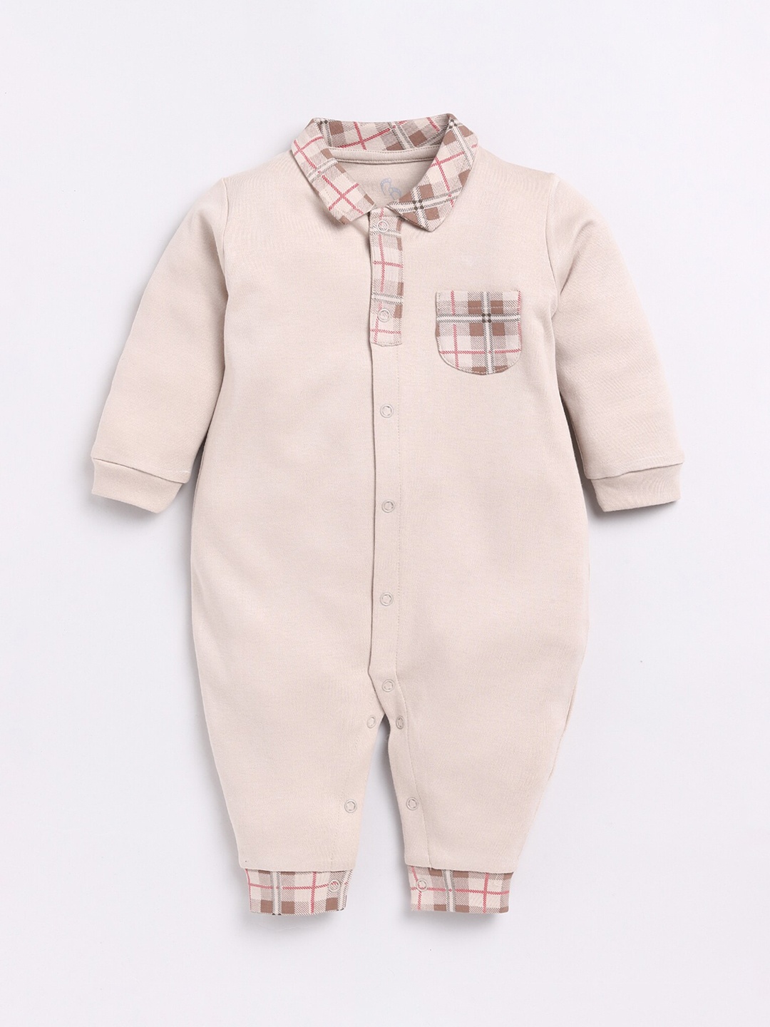

BABY GO Infant Boys Cotton Rompers, Beige