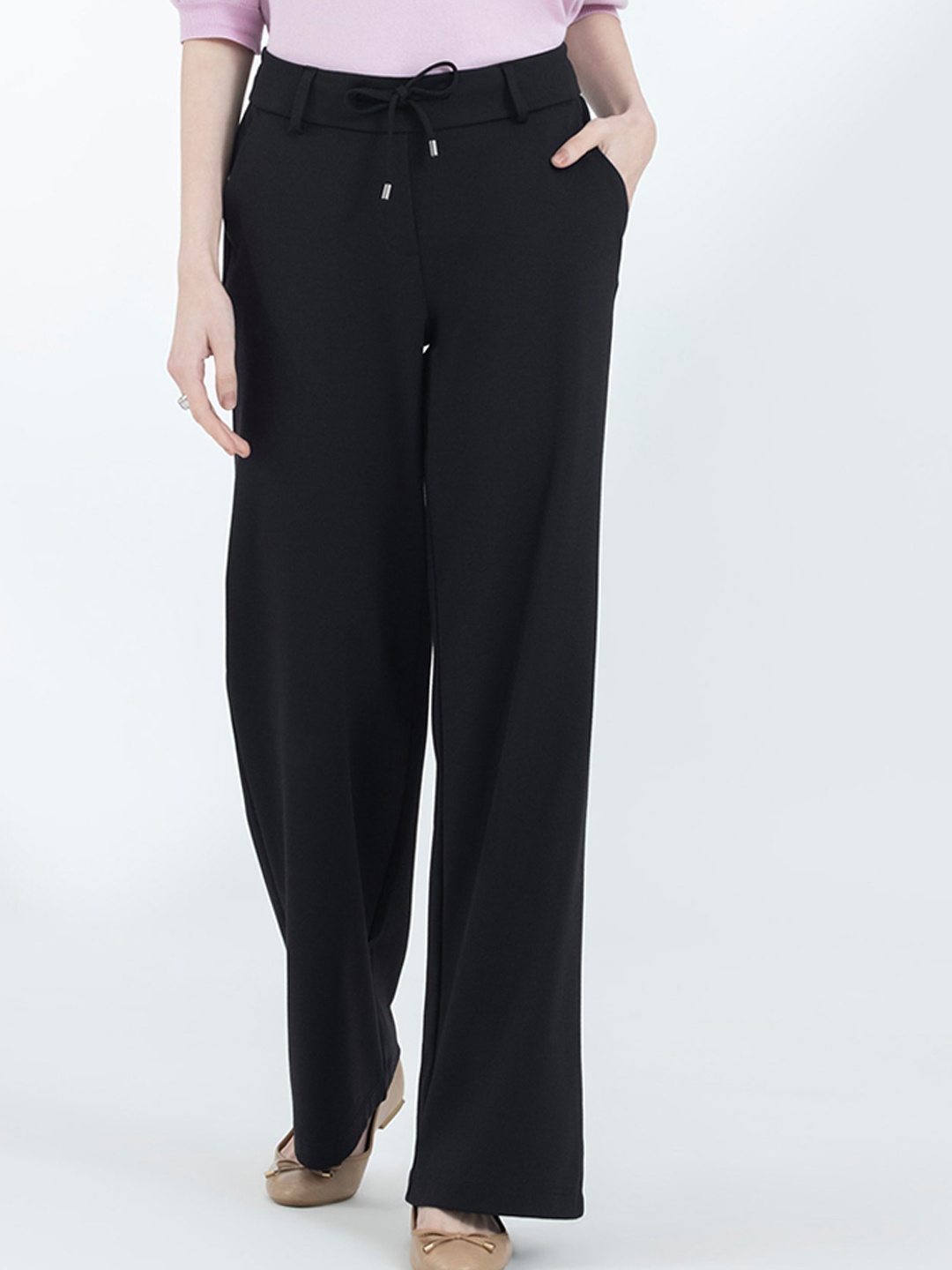 

B.Copenhagen Women Relaxed Straight Leg Straight Fit Parallel Trousers, Black