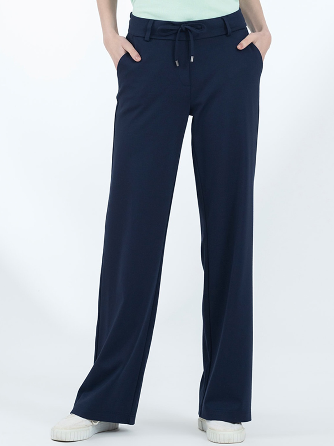 

B.Copenhagen Women Relaxed Straight Leg Straight Fit Trousers, Blue