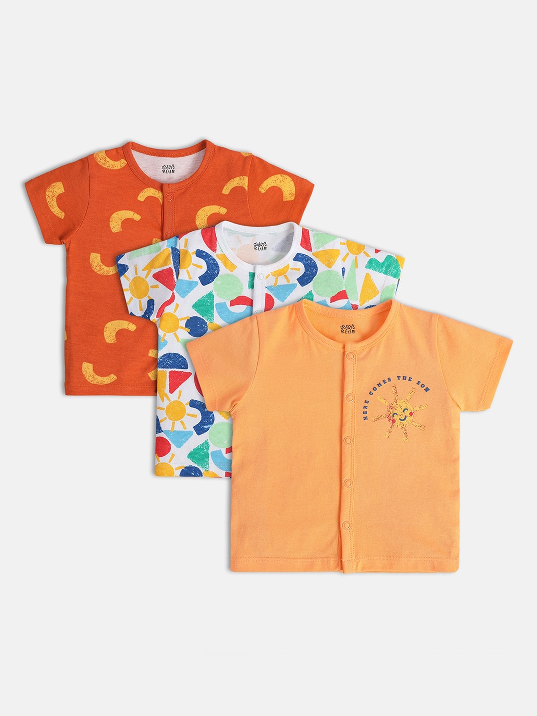 

MINI KLUB Infant Boys Pack Of 3 Printed Cotton Jhabla 26NBFV349, Orange