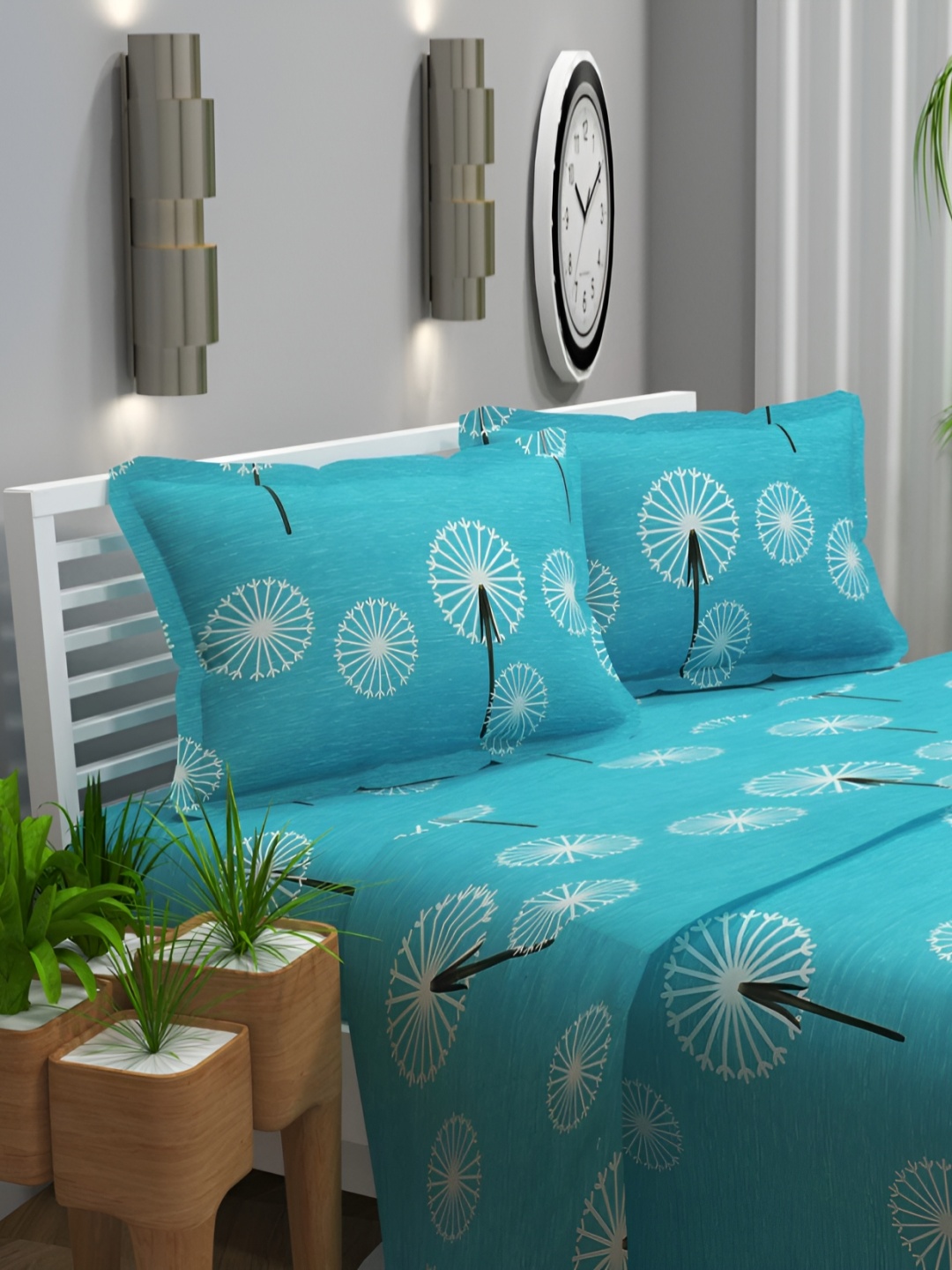 

bsb home White & Black 180 TC King Bedsheet with 2 Pillow Covers