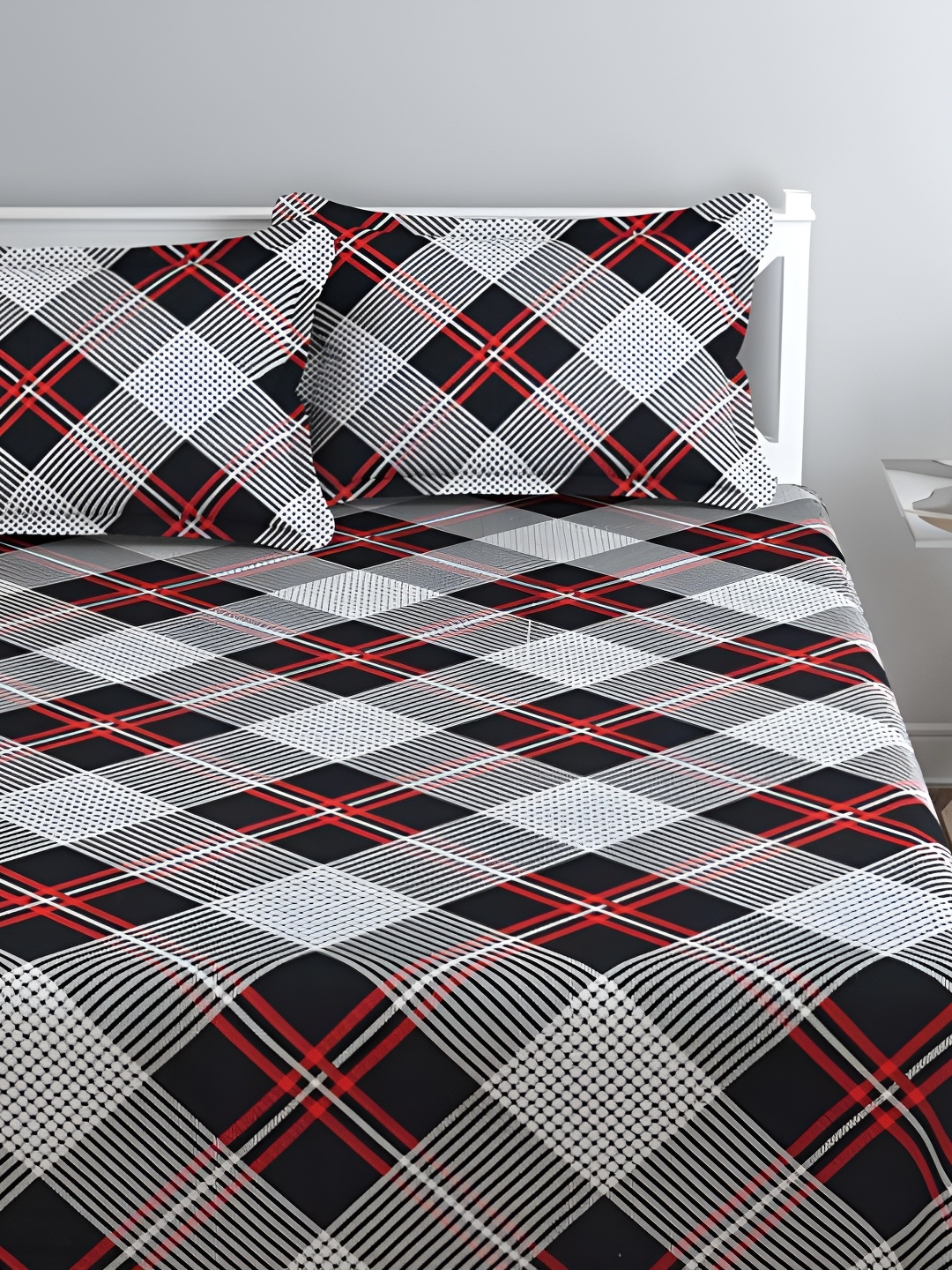 

bsb home Black & Grey 180 TC King Bedsheet with 2 Pillow Covers