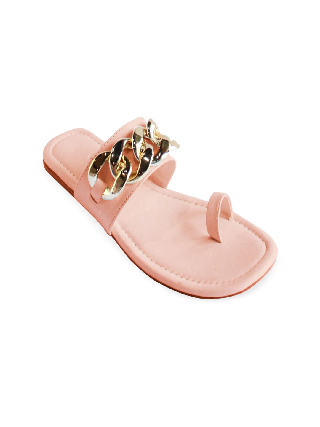 

FIMBUL Embellished Leather One Toe Flats, Peach